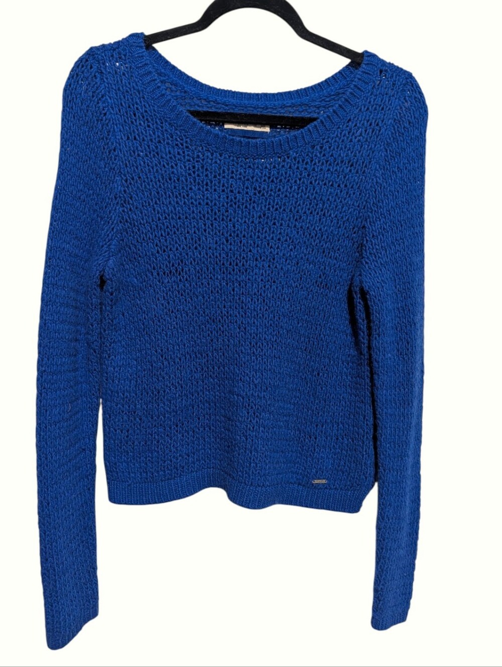 Abercrombie & Fitch Blue Open Knit Wool Alpaca Blend Sweater Large